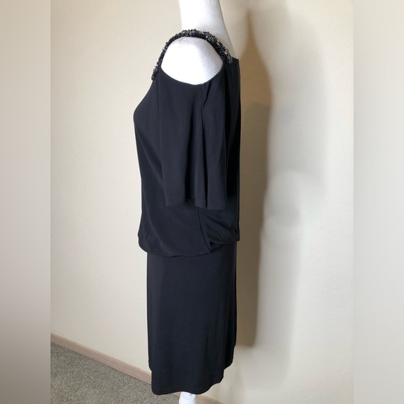 David Meister One Shoulder Cocktail Mini Dress Black Wedding Guest Dress Size:6 - Picture 4 of 13